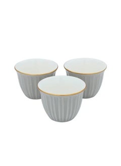 Alsaif Gallery 12 Pieces Gray Striped Arabic Coffee Cup Set  - Image 4