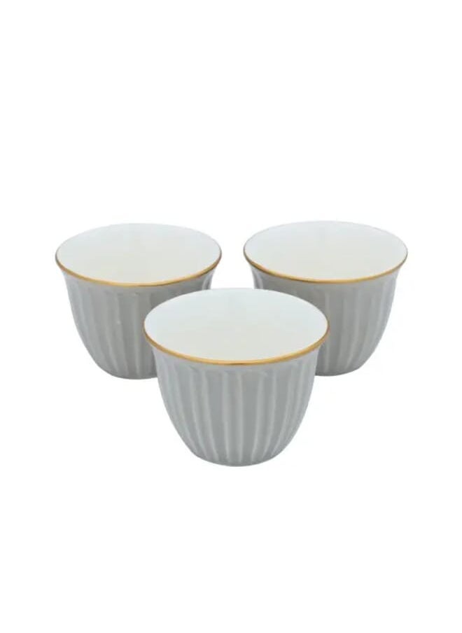 Alsaif Gallery 12 Pieces Gray Striped Arabic Coffee Cup Set  - Image 4