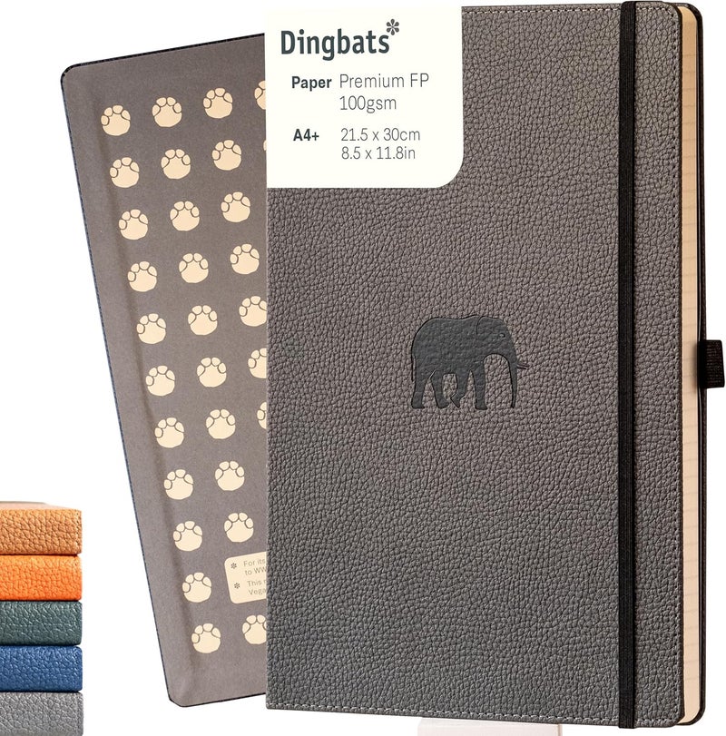 Dingbats* Notebooks ��ينجباتس* – دفتر ملاحظات A4 بتصميم الفيل الرمادي بدون خطوط. - Image 1