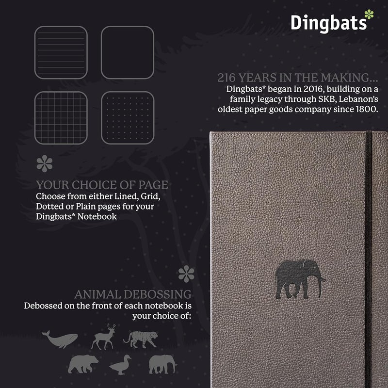 Dingbats* Notebooks ��ينجباتس* – دفتر ملاحظات A4 بتصميم الفيل الرمادي بدون خطوط. - Image 2
