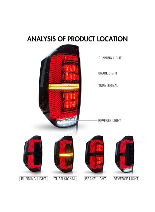 مصابيح خلفية LED مدخنة لتويوتا تندرا 2016–2021 – طقم فرامل وإشارة ورجوع للخلف - Image 2