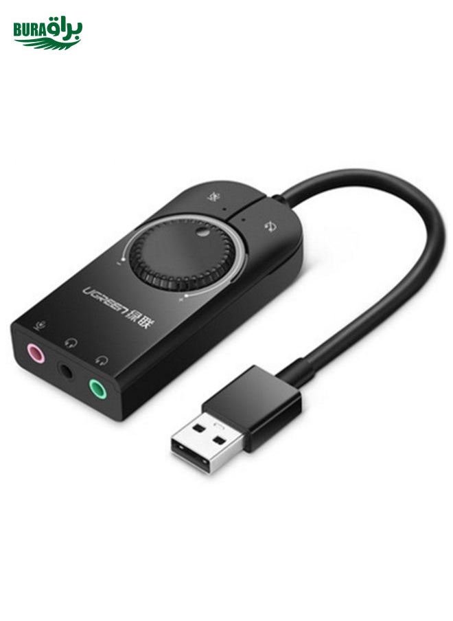 BURAQ UGREEN CM109 USB to 3-ports 3.5mm Computer External Audio Card with Volume Adjustment Wheel, Length: 15cm  - Image 1