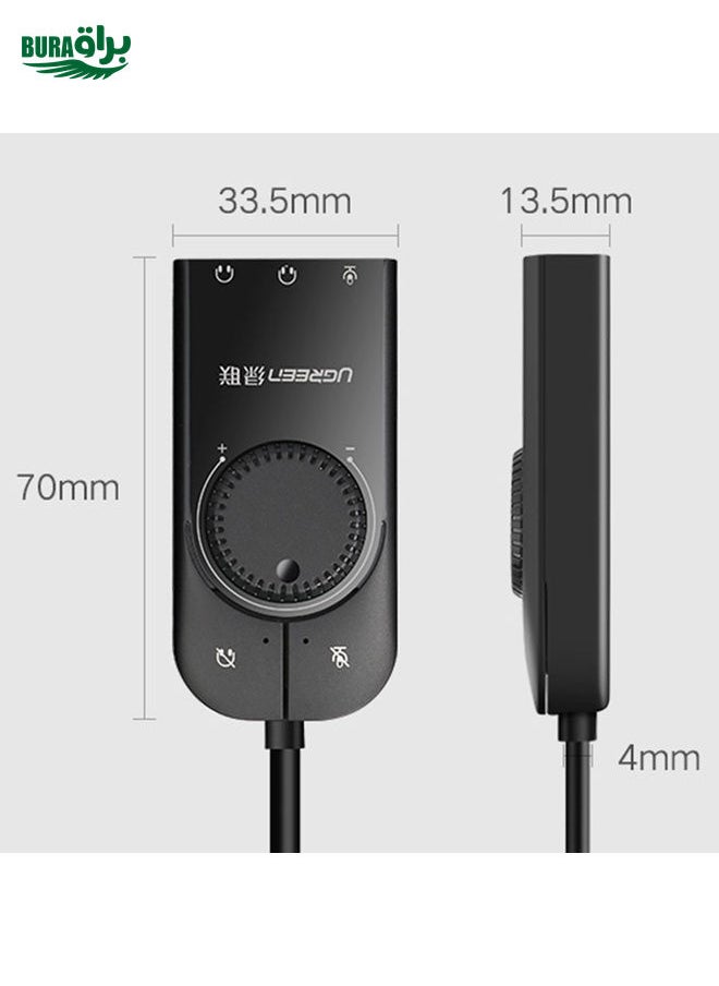 BURAQ UGREEN CM109 USB to 3-ports 3.5mm Computer External Audio Card with Volume Adjustment Wheel, Length: 15cm  - Image 3