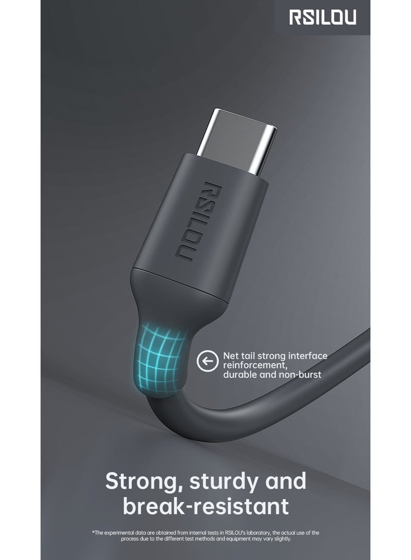 RSILOU-R2029 USB-A to Type-C Fast Charging & Data Cable | 120cm Durable High-Speed Cable | Tangle-Free Design | Compatible with All Type-C Devices - Image 5