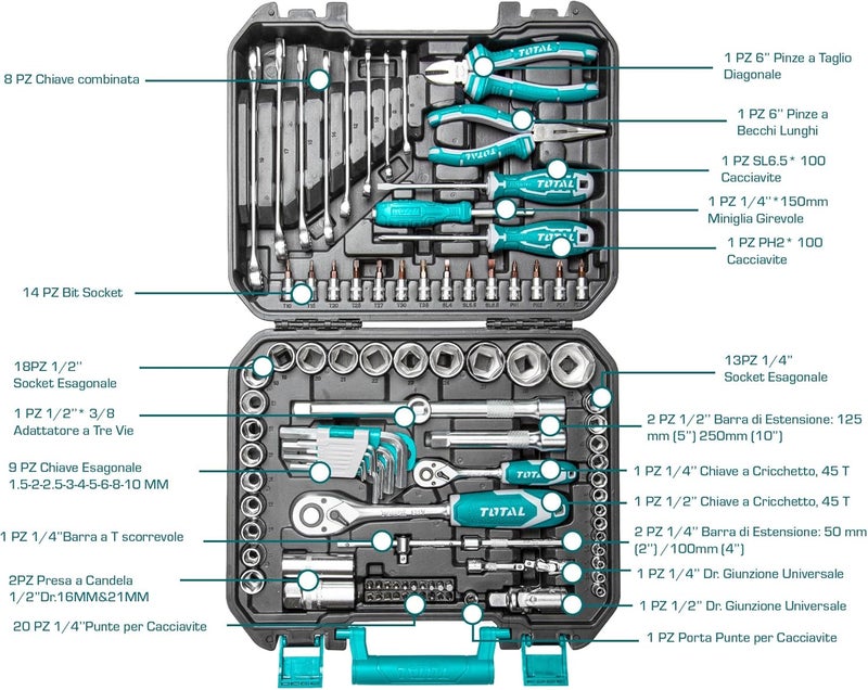 TOTAL 100 Pcs Tools Set - Image 3