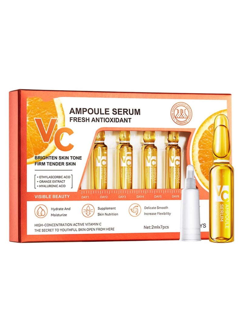 SADOER Vitamin C Moisturizing Serum Ampoules for the Face, Anti-Wrinkle and Anti-Aging, 7 Ampoules for All Skin Types, Unisex - Image 1