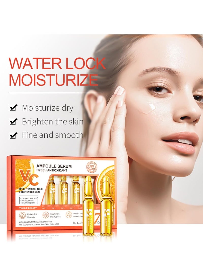 SADOER Vitamin C Moisturizing Serum Ampoules for the Face, Anti-Wrinkle and Anti-Aging, 7 Ampoules for All Skin Types, Unisex - Image 2