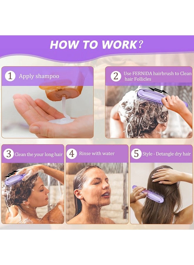 FERNIDA Detangling Brush For Women Girls Detangler Hair Brush For Straight Long Wet Dry Hair 572 Soft Bristles Scalp Brush Purple - Image 5