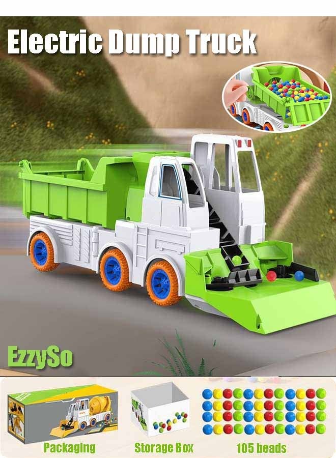 إيزي سو مجموعة ألعاب شاحنة قلابة هندسية مكونة من 105 حبات، سيارة لعبة تعمل بالبطارية ذات رفع أوتوماتيكي (البطاريات غير متضمنة)، ألعاب هندسية تعليمية هدية للأولاد والبنات - Image 1