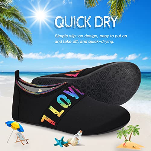 ANLUKE Water Shoes Barefoot Aqua Yoga Socks Quick-Dry Beach Swim Surf Shoes for Women Men Black/Love 44/45 - Image 5