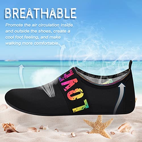 ANLUKE Water Shoes Barefoot Aqua Yoga Socks Quick-Dry Beach Swim Surf Shoes for Women Men Black/Love 44/45 - Image 3