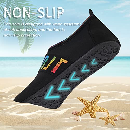 ANLUKE Water Shoes Barefoot Aqua Yoga Socks Quick-Dry Beach Swim Surf Shoes for Women Men Black/Love 44/45 - Image 2