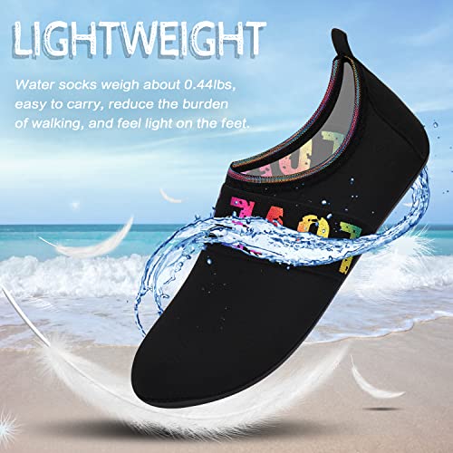 ANLUKE Water Shoes Barefoot Aqua Yoga Socks Quick-Dry Beach Swim Surf Shoes for Women Men Black/Love 44/45 - Image 4