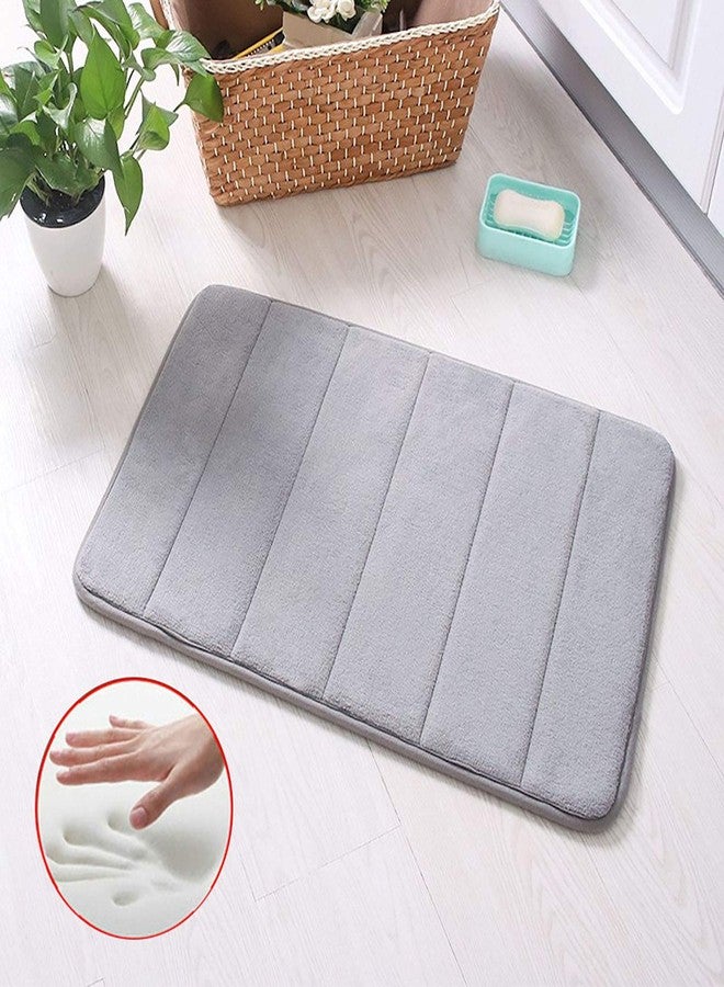 VANRA Small Bath Mat Bath Rugs Anti-Slip Memory Foam Non-Slip Bathroom Mat Soft Bathmat Carpet 15.7" X 23.6" (Gray) - Image 2