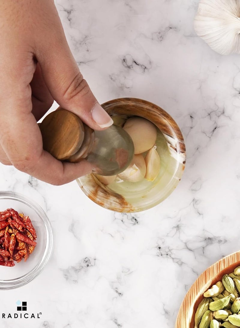 RADICALn Green Marble Mortar & Pestle Set | 2.5" Handmade Herb & Spice Grinder | Kitchen Accessories - Image 5