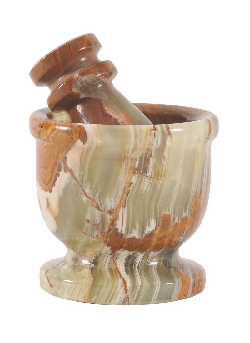 RADICALn RADICALn Green Mortar And Pestle Set Palm Size 2.5 Inches Portable Handmade Marble Granite Kitchen Accessories  - Image 1