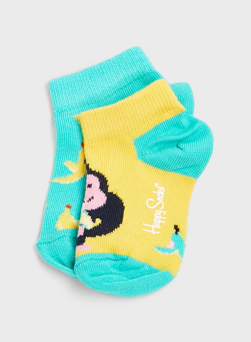 Happy Socks Kids 2 Pack Monkey & Banana Ankle Socks