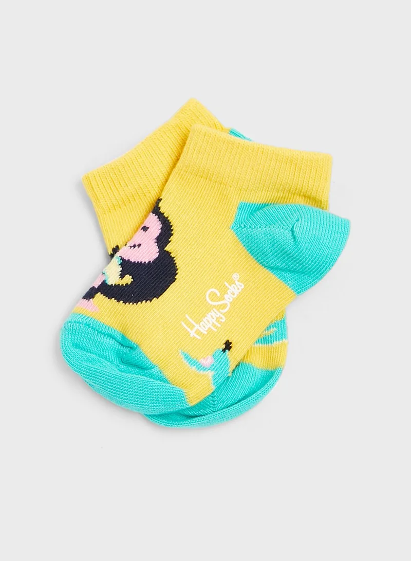 Happy Socks Kids 2 Pack Monkey & Banana Ankle Socks