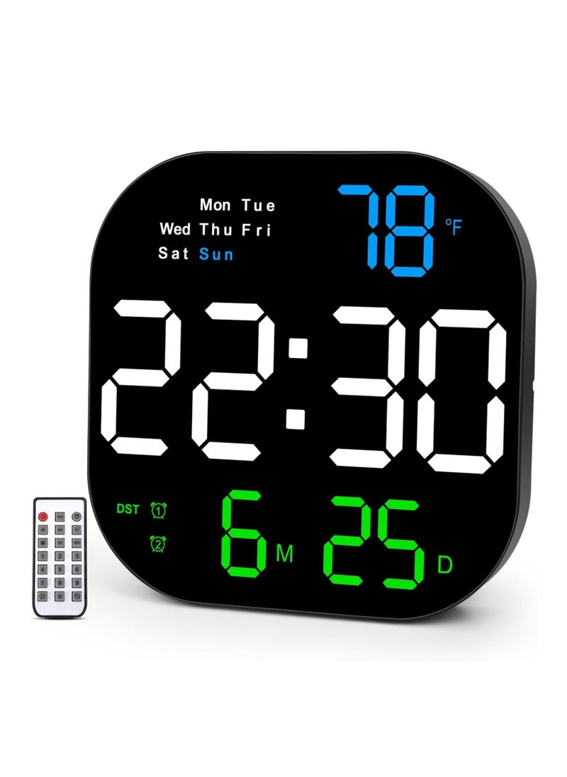 Digital Wall Clock with Remote 10.55" Large Display Clock with Auto Dimmable 10 Levels Adjustable Brightness Funtion