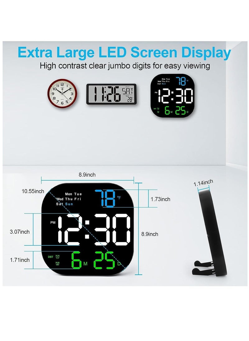 Digital Wall Clock with Remote 10.55" Large Display Clock with Auto Dimmable 10 Levels Adjustable Brightness Funtion