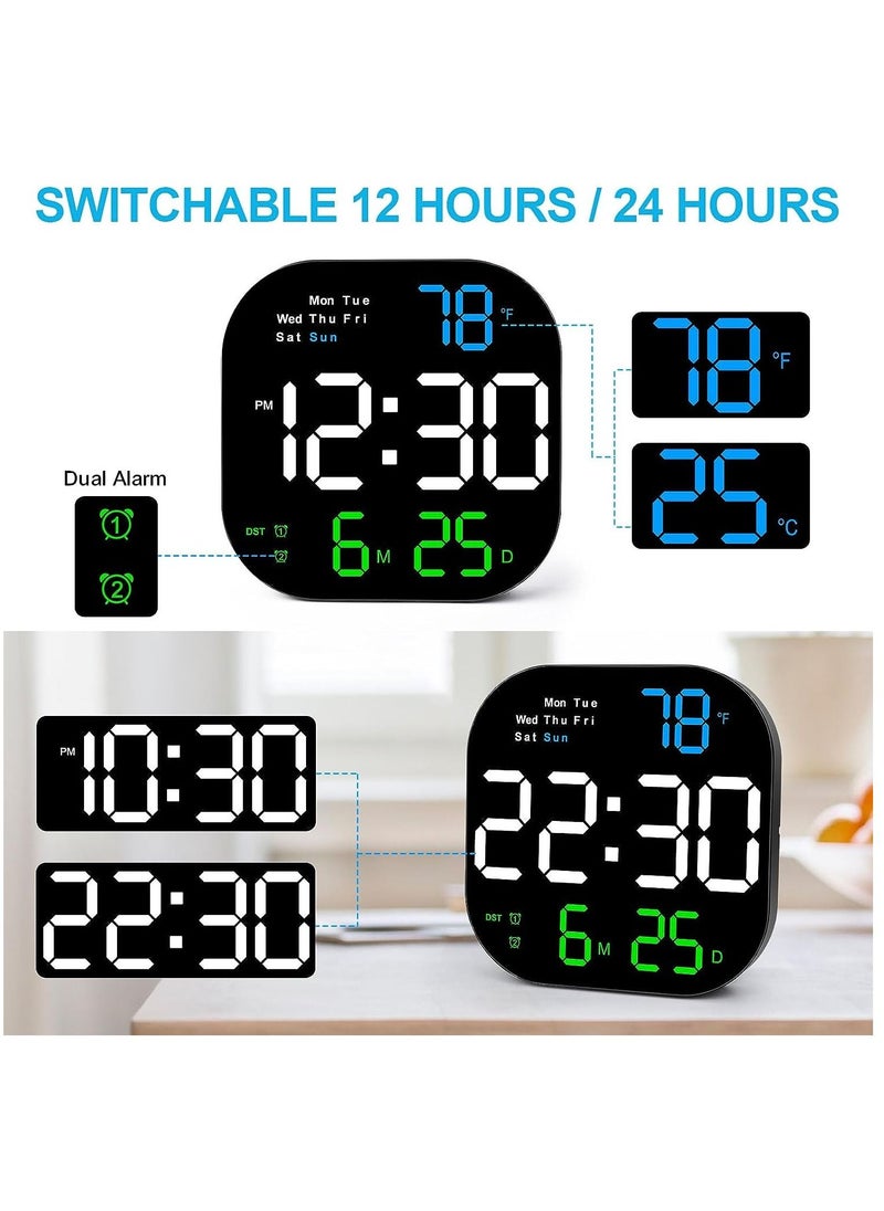 Digital Wall Clock with Remote 10.55" Large Display Clock with Auto Dimmable 10 Levels Adjustable Brightness Funtion