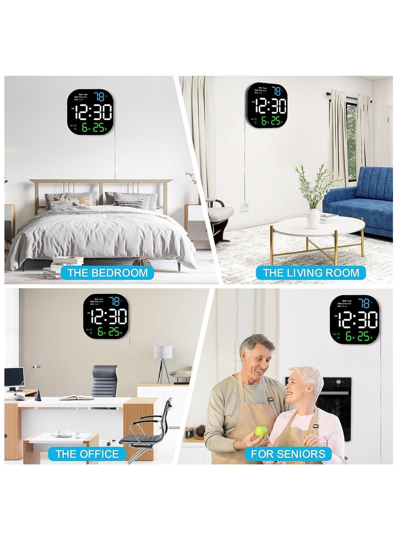 Digital Wall Clock with Remote 10.55" Large Display Clock with Auto Dimmable 10 Levels Adjustable Brightness Funtion