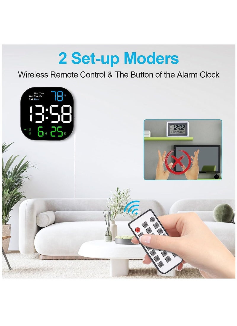 Digital Wall Clock with Remote 10.55" Large Display Clock with Auto Dimmable 10 Levels Adjustable Brightness Funtion