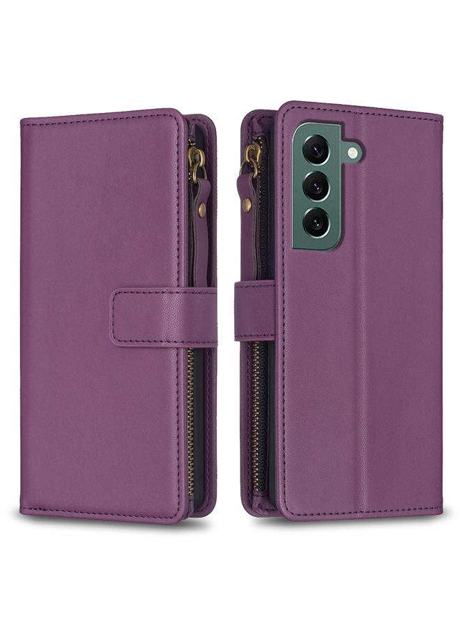 S-TOP Case For Samsung Galaxy S22+ 5G 9 Card Slots Zipper Wallet Leather Flip Phone Case - Image 1