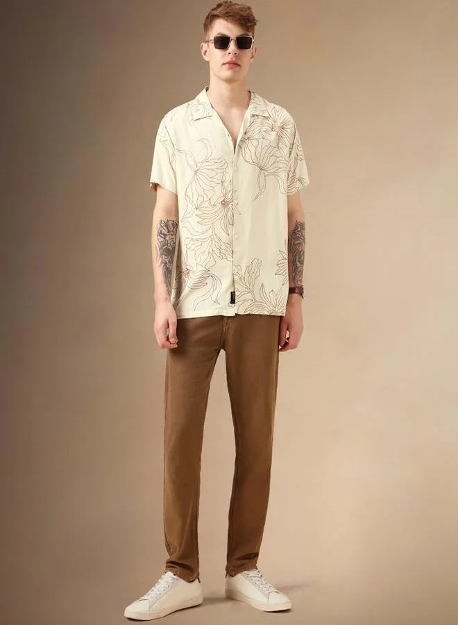 Dennis Lingo Dennis Lingo Printed Relaxed Fit Cuban Collar Shirt