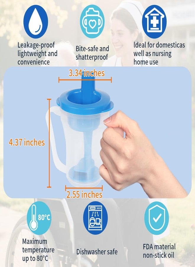 EHUCONMOV Dysphagia Cup for Adults with 5cc & 10cc Sip Control - Slow Flow, Spill-Proof Drinking Cup for Swallowing Difficulties, Ideal for Elderly, Stroke or Parkinson's Patients(Blue) - Image 4