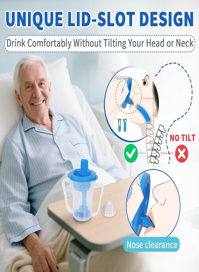 EHUCONMOV Dysphagia Cup for Adults with 5cc & 10cc Sip Control - Slow Flow, Spill-Proof Drinking Cup for Swallowing Difficulties, Ideal for Elderly, Stroke or Parkinson's Patients(Blue) - Image 5