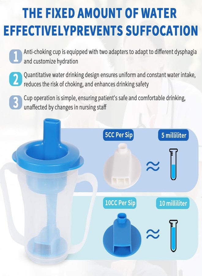 EHUCONMOV Dysphagia Cup for Adults with 5cc & 10cc Sip Control - Slow Flow, Spill-Proof Drinking Cup for Swallowing Difficulties, Ideal for Elderly, Stroke or Parkinson's Patients(Blue) - Image 2