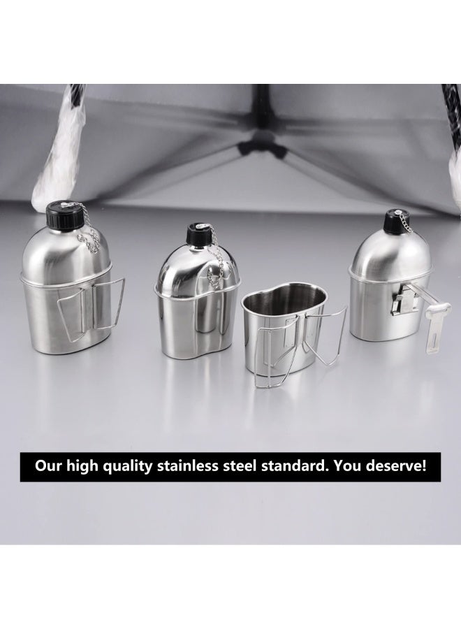 Generic Stainless Steel Wwii Us Army Canteen Water Bottler Military Canteen Kit 1.3Qt With 0.6Qt Cup Nylon Pouch  - Image 3