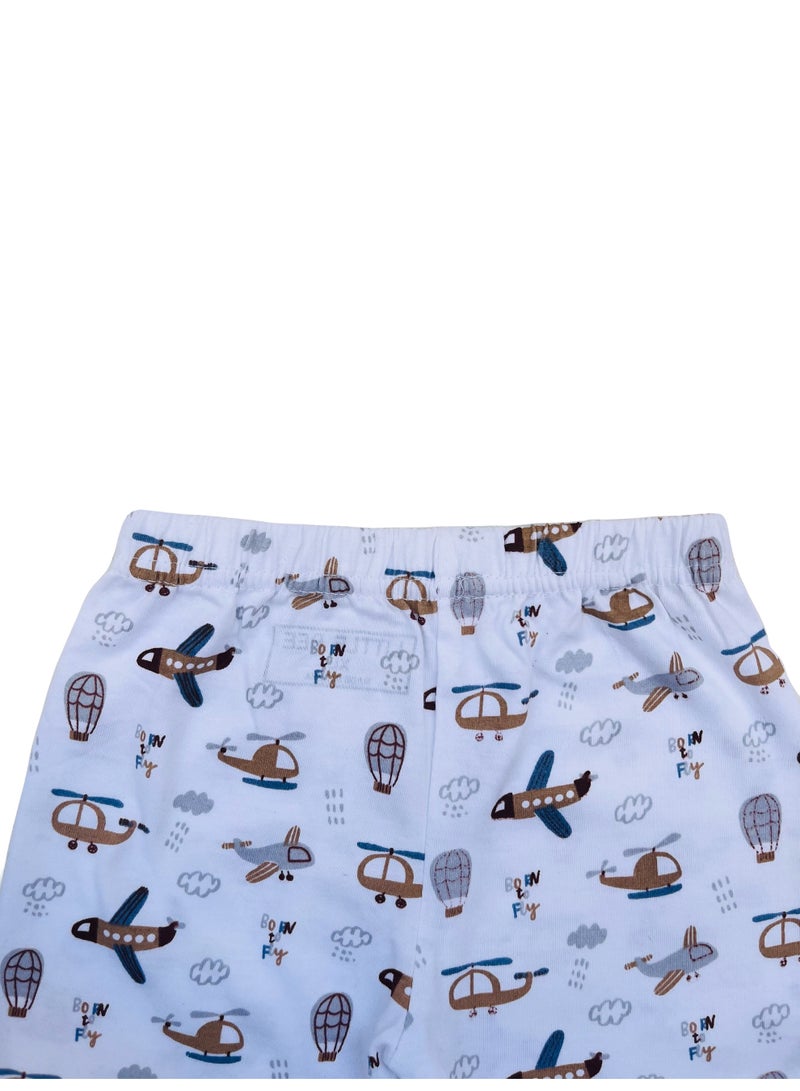 Little Bee 2 Pcs Boys Pajama Set, Adorable Car Airplane Helicopter Print Cozy Long Sleeve Round Neck Top and Long Pants Sleepwear, Soft Breathable Pure Cotton Nightwear, Spring Fall Lounge Wear for New Born To Toddler Boys, Suitable for Sleep Wear, Daily Wear, Casual Wear, Home Wear, School Wear, Brown - Image 3