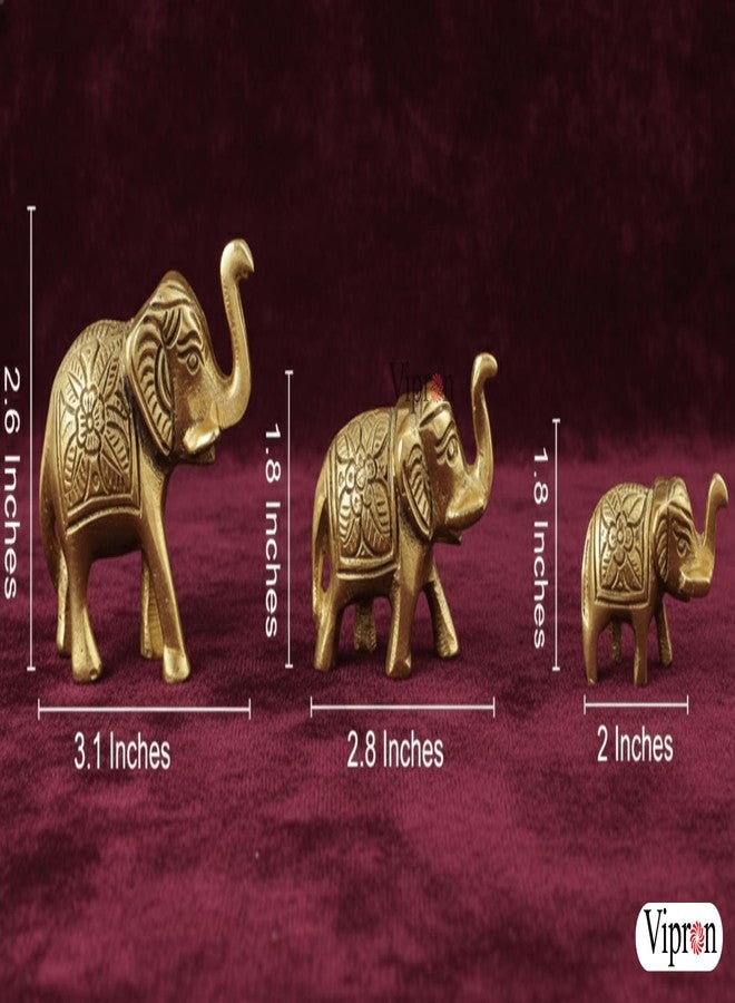 Vipron Set of 3 Metal Trunk Up Elephant Statues - Brass Finish Feng Shui & Vastu Lucky Figurines for Home Office Decor - Symbol of Good Luck, Prosperity, and Positive Energy - Image 3