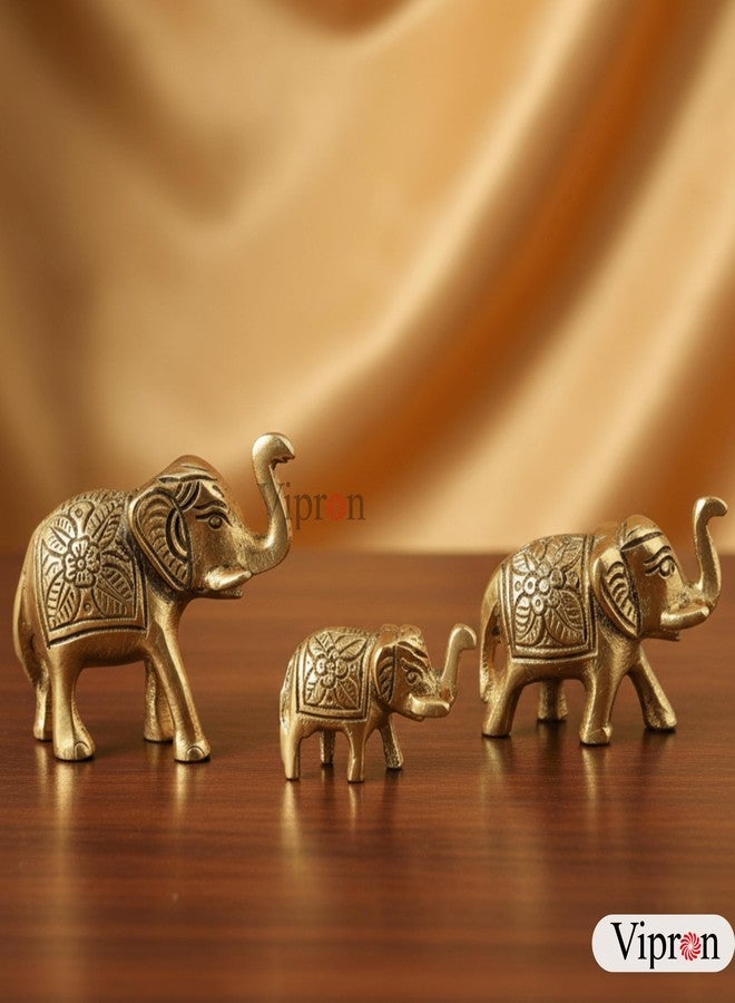 Vipron Set of 3 Metal Trunk Up Elephant Statues - Brass Finish Feng Shui & Vastu Lucky Figurines for Home Office Decor - Symbol of Good Luck, Prosperity, and Positive Energy - Image 4