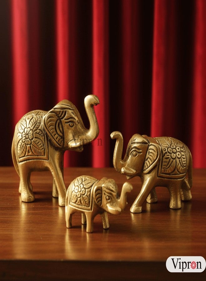 Vipron Set of 3 Metal Trunk Up Elephant Statues - Brass Finish Feng Shui & Vastu Lucky Figurines for Home Office Decor - Symbol of Good Luck, Prosperity, and Positive Energy - Image 5
