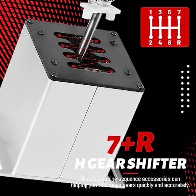 rayihni USB SIMULATOR SHIFTER COMPATIBLE WITH LOGITECH G29 /G27 /G25 /G920 T300RS/GT STEERING WHEEL , APPLICABLE FOR ATS ETS DUST WRC SIM RACING GAMES H SHIFTER WITH CARBON FIBER GRIP - 7+R WHITE(PC SYSTEM) - Image 2