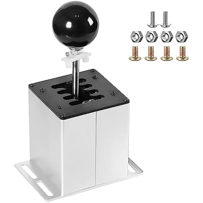 rayihni USB SIMULATOR SHIFTER COMPATIBLE WITH LOGITECH G29 /G27 /G25 /G920 T300RS/GT STEERING WHEEL , APPLICABLE FOR ATS ETS DUST WRC SIM RACING GAMES H SHIFTER WITH CARBON FIBER GRIP - 7+R WHITE(PC SYSTEM) - Image 1
