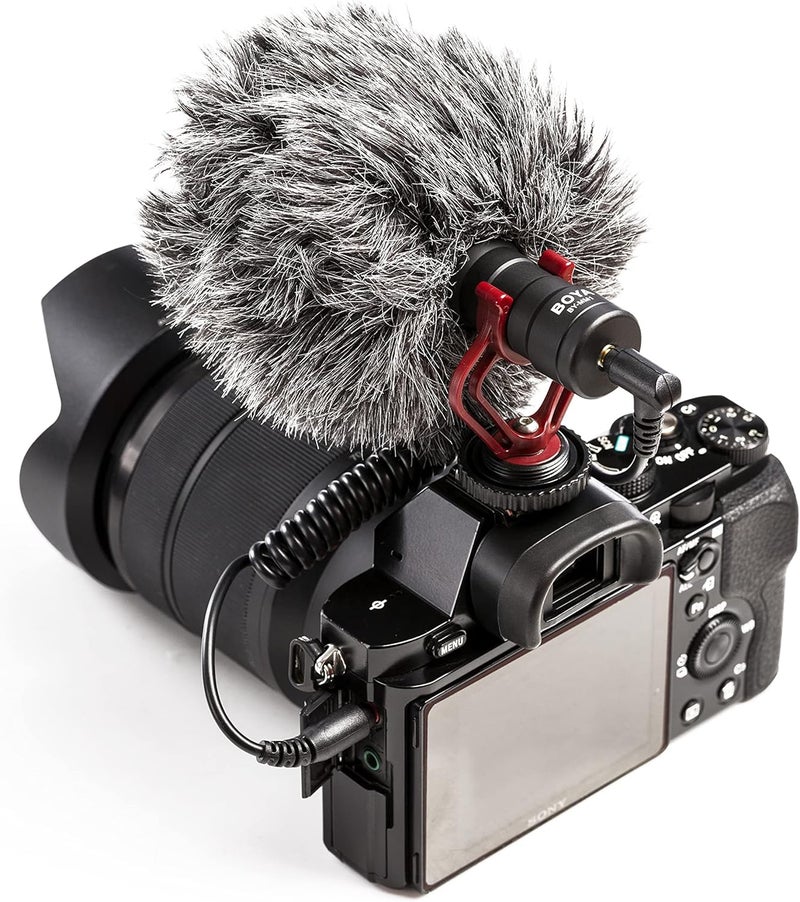 Boya BY-MM1 Universal Cardioid Shotgun Microphone for Smartphone, Pad, and PC with Phone Clip, Windscreen, and Shock Mount - Black - Image 4