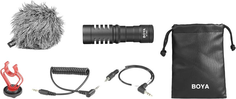 Boya BY-MM1 Universal Cardioid Shotgun Microphone for Smartphone, Pad, and PC with Phone Clip, Windscreen, and Shock Mount - Black - Image 2
