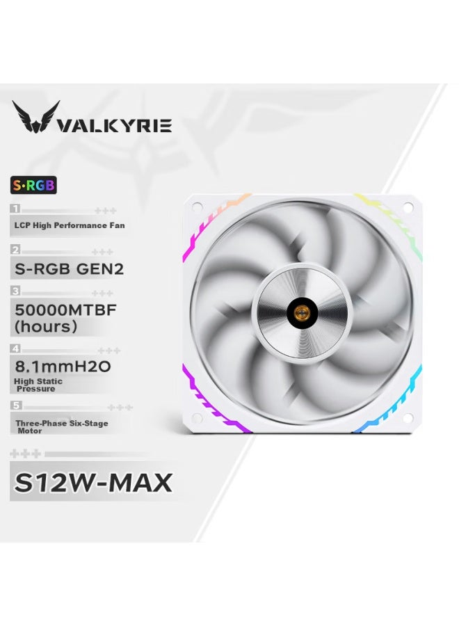 Valkyrie S12-w Max Vk Fdb Bearing, Secondary Dynamic Balance, 3300rpm, Three-level Adjustment, 12cm Lcp Performance Fan, 4pin Pwm, Argb Lighting Effects - Image 1