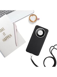 Green Tiger Case For Huawei Mate 60 Pro Wheat MagSafe Magnetic Straw Material + TPU Phone Case with Lanyard  - Image 4