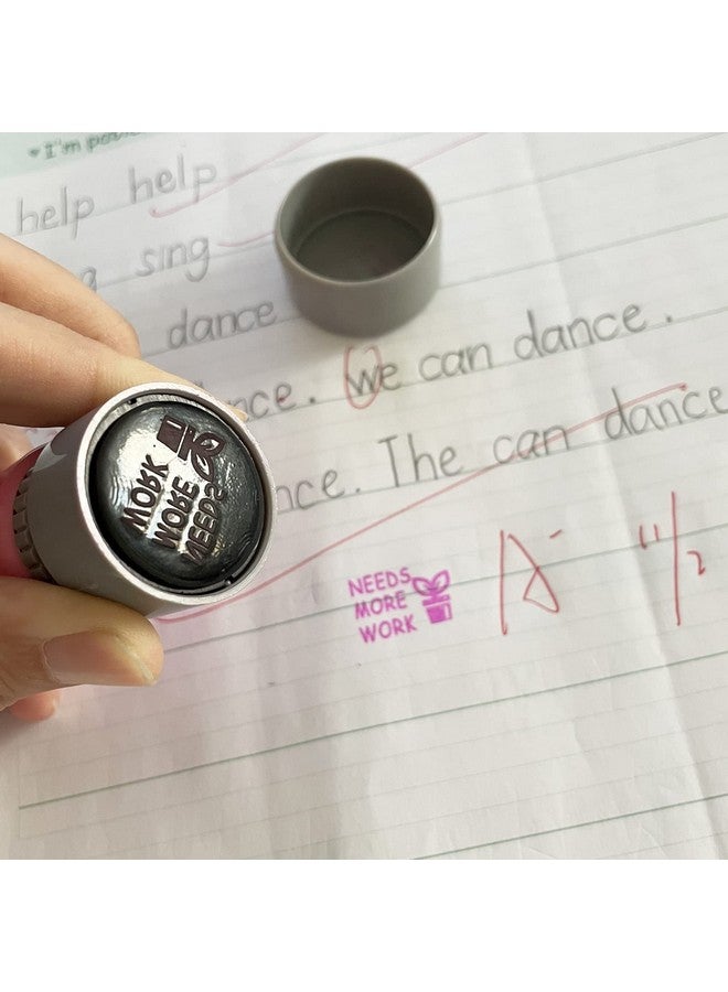 WAFJAMF Pack Of 6 Sorted Teacher Stamp Teachers Self-Inking Rubber Stamps Teacher Review Photosensitive Stamps Colorful Behavior Stamps For Education  - Image 5