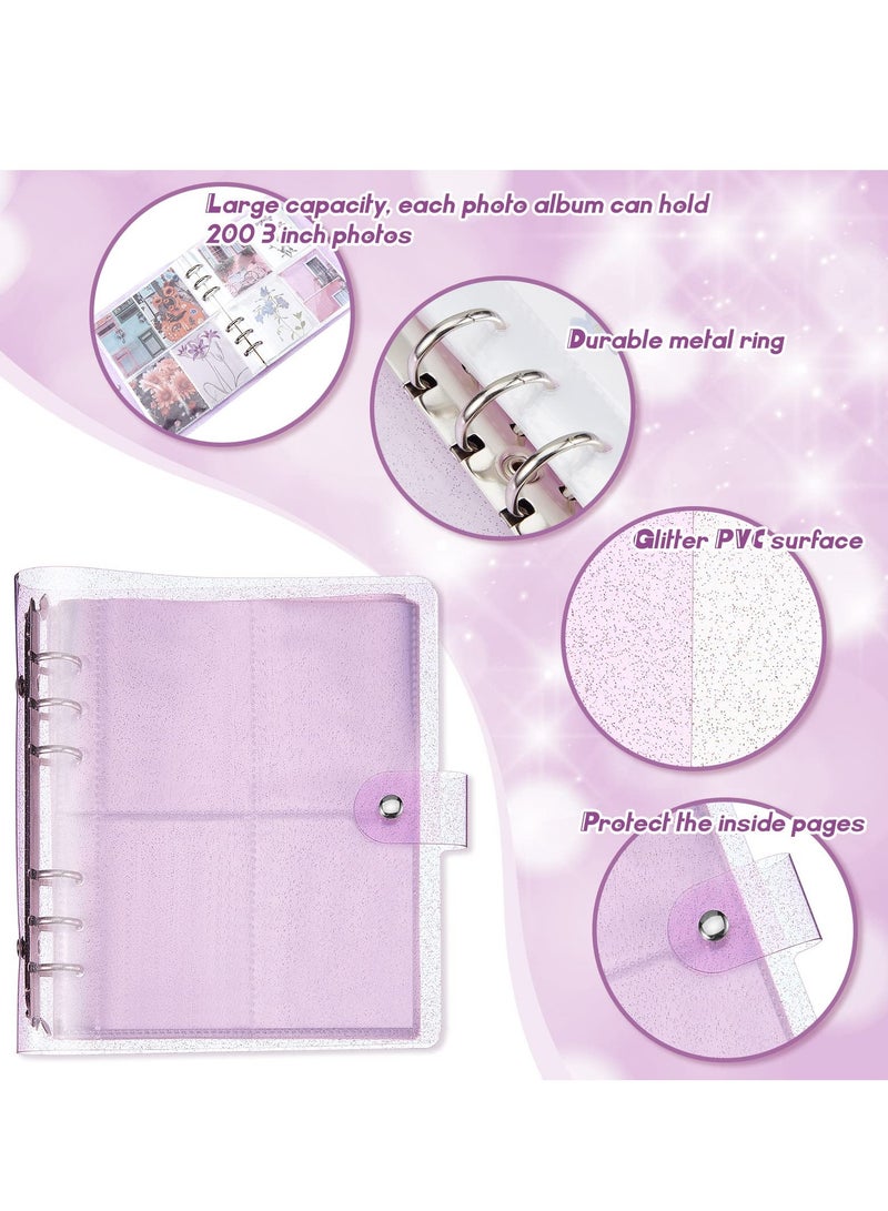 KASTWAVE 3 Pcs portable photo card holder books, 600 bags of photo storage, 3 inches of photos, 6 rings of shiny transparent photo cards, flip charts, photo albums, postcard storage - Image 3