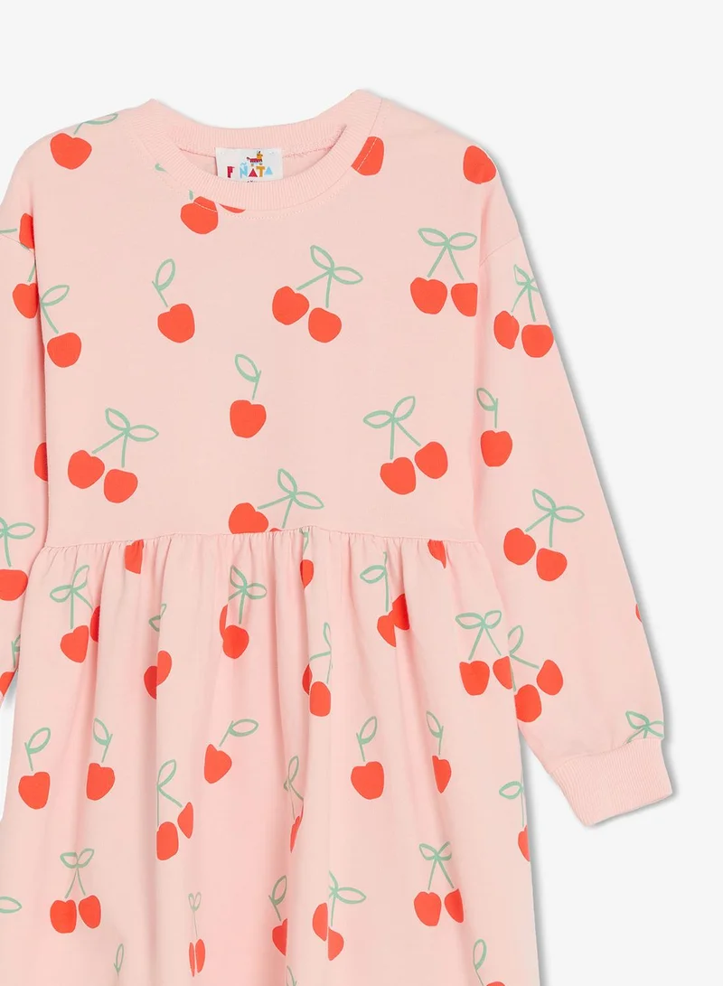 Pinata  Cherry Printed Cotton Long Sleeve Dress for Women | Best Price UAE