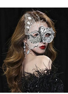 Excefore Masquerade Mask for Couples, Mardi Gras Venetian Side flower  - Image 2