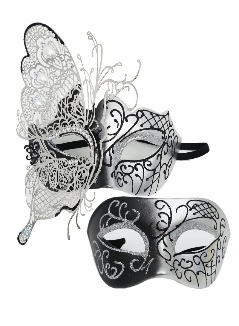 Excefore Masquerade Mask for Couples, Mardi Gras Venetian Side flower - Image 1