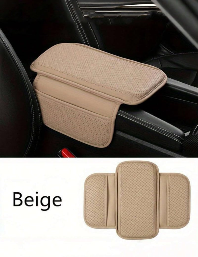 Automaze Center Console Arm-rest Cover Pad With Side Pockets, Small Size for Hatchbacks, Sedans Etc Car Armrest Seat Box Cover, Leather Auto Armrest Cover (Black) - Image 2