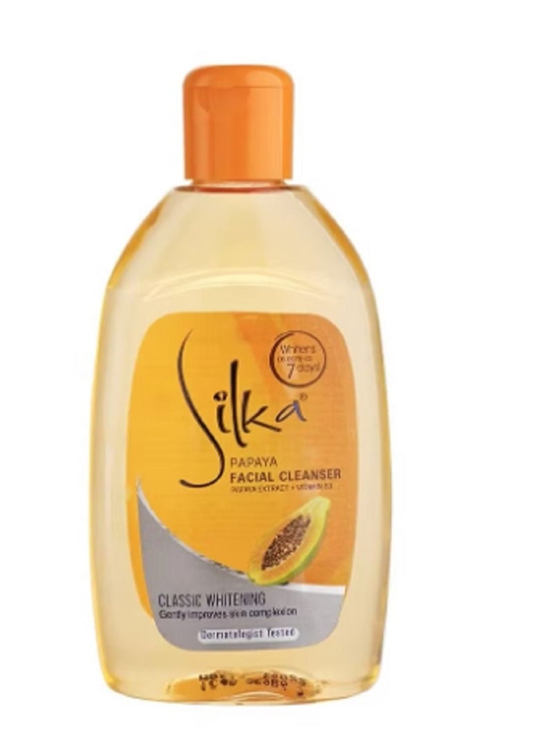 Silka Papaya Facial Cleanser Classic whitening , Gently improves skin complexion150 ml